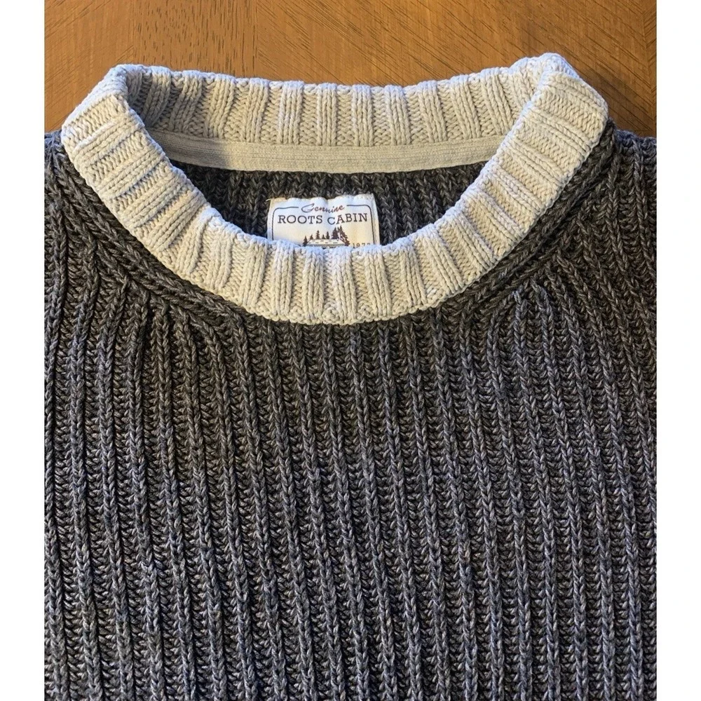 Genuine Roots Cabin Pullover Knit Sweater Women's L Grey Soft Warm Cozy - Picture 8 of 16